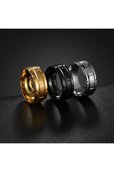 SIC MODA Black Geometric Stainless Steel Ring SIC MODA 5109