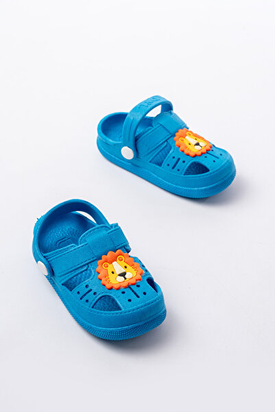 Craftique Mavi Kaydırmaz Tabanlı Erkek Çocuk Terlik Hayvan Figürlü Sandalet Kreş Havuz Günlük Ayakkabı