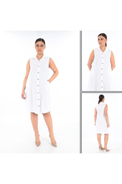 TEXTURA ✅   Florya Dress - with Pockets, Muslin Fabric, Ideal for Everyday Use