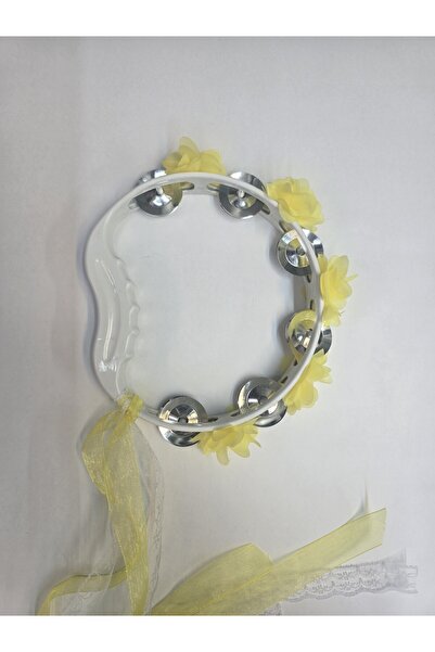 Fiyonks Atölye Gelin Nedime Tefi Çiçekli Süslü Kurdeleli, Kına Gecesi Düğün S...