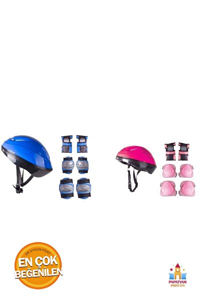 PapatyamPartiEvi Pembe ve Mavi Bisiklet Scooter Kask Dizlik Seti - Güvenliği ...