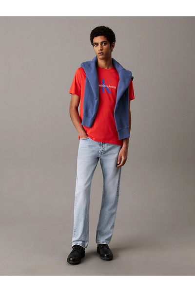 Calvin Klein Men's Logo Crew Neck Short Sleeve Standard Red T-Shirt Lv040Em286-Tnc