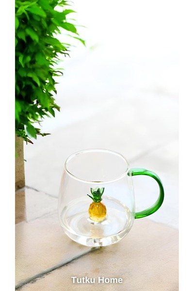 Tutku İçi Üç Boyutlu Renkli Hayvan Figürlü Tombul Cam Kupa Bardak