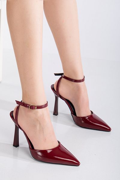AYENDE MODA Pantofi cu toc cu bretele de damă Bordeaux