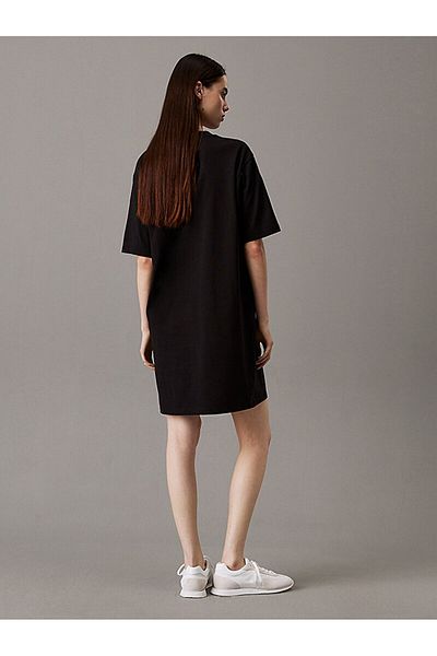 Calvin Klein Women Above Knee Length Reqular Fit Crew Neck Cotton Black Dress J20J 225289 -Beh