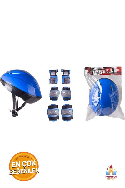 PapatyamPartiEvi Scooter Kask Seti: Mavi Renkli Koruyucu Ekipmanlar - Güvenli...