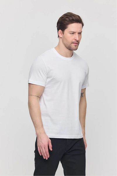 PHANTOM JEANS Men's White Lycra Stylish Cotton Slim Fit Slim Fit Crew Neck Basic T-Shirt