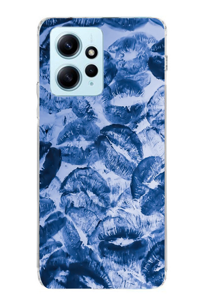 moonset Xiaomi Redmi Note 12 4G Uyumlu Mavi Dudaklar Tasarımlı Baskılı Şeffaf...