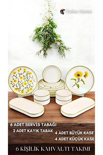 Tutku 6 Kişilik 14 Parça Kahvaltı Takımı