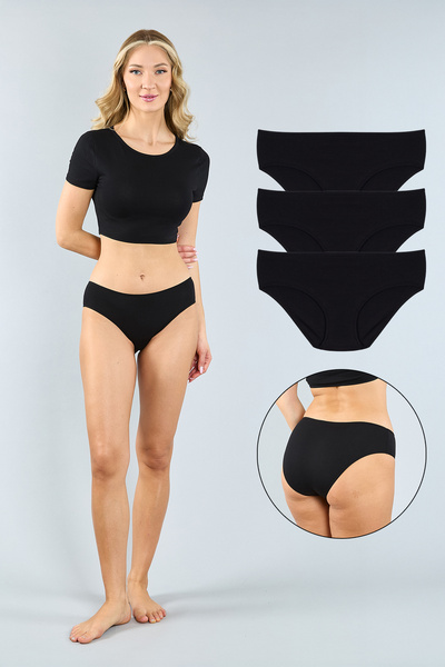 ATUTİS Pamuklu Siyah Yüksek Bel Bato Külot 3'lü Paket