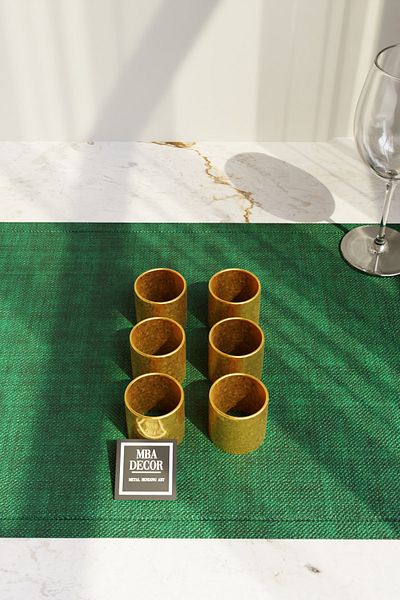 mba decor metal bending art Gold Color Cylinder Napkin Ring Set of 6 Stylish Table Decoration & Tableware Accessory | Suitable for Food Contact