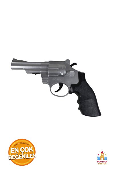 PapatyamPartiEvi Gümüş Renkli Kapsül Tabancası - Hızlı Aksiyon ve Eğlence içi...