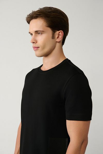 Avva Ανδρικό μπλουζάκι με μαύρη στάμπα Crew Neck Soft Touch A41y1328