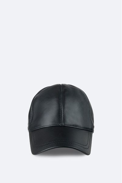 Avva Men's Black 100% Leather Sports Cap A42Y9285