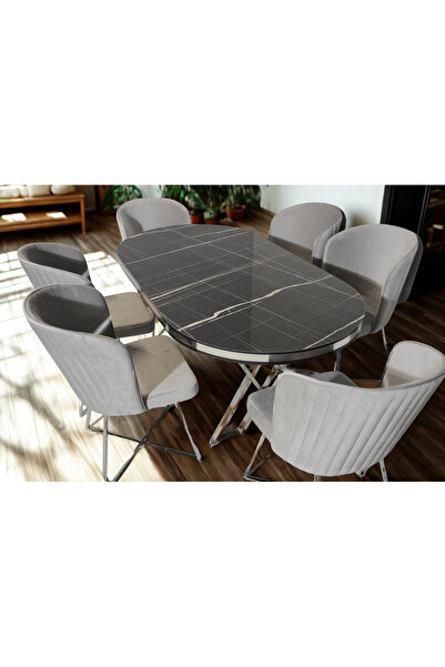 ÜNALMIŞ SALON VE MUTFAK YEMEK MASASI TAKIMI 90X170 ( MASA VE 6 SANDALYE )