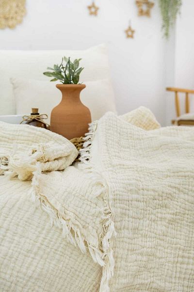 Befera Design 4 Layer Muslin 100% Cotton Double Pique Bedspread 200X220