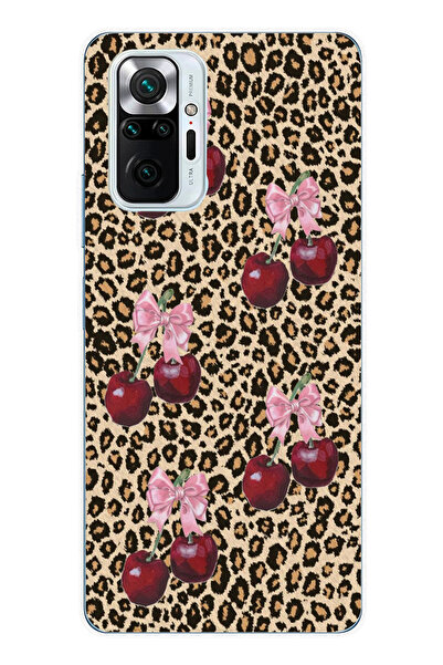 moonset Xiaomi Redmi Note 10 Pro Uyumlu Leopar ve Fiyonk Tasarımlı Baskılı Şe...