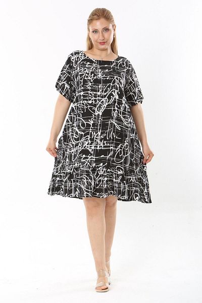 Eceyaman moda Women's Pattern Midi Oversize Dress