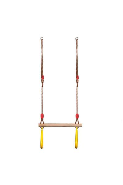 zola Leagăn multifuncțional pentru bebeluși, din lemn, cu inele de gimnastică, galben, greutate maximă 100 kg