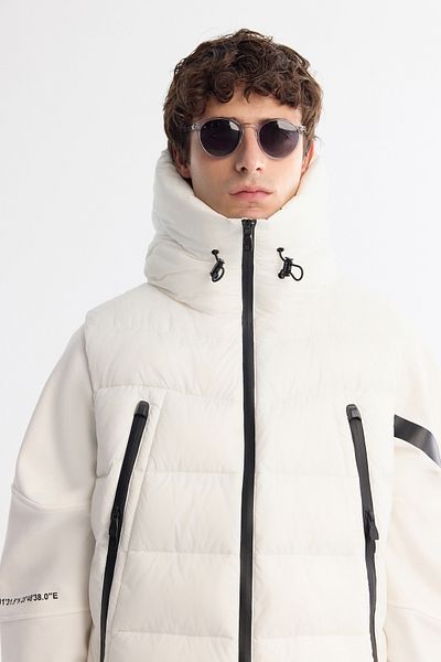 Avva Men's White Hooded Water Repellent Windproof Puffer Vest A42Y6504