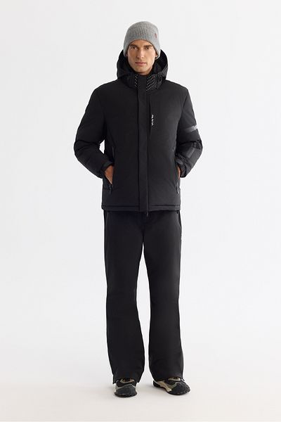 Avva Men's Black Hooded Water Repellent Windproof -20 Degree Resistant Inflatable Ski Coat A42Y6159
