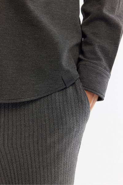 Avva Men's Anthracite Button-Down Collar Diagonal Snap Shirt A42Y2124
