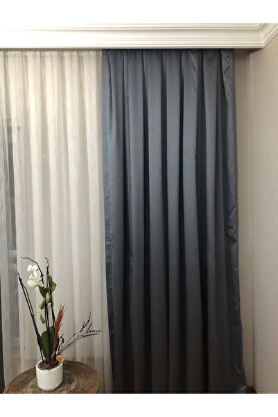 Brillant GRİ MAVİ KETEN FON PERDE