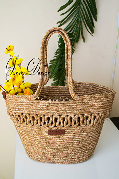 MY SUNNY DESİGN jüt hasır çanta plaj çantası el yapımı çanta günlük çanta