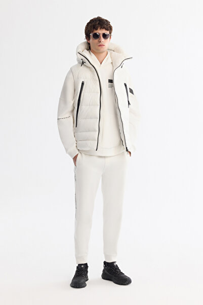 Avva Erkek Beyaz Kapüşonlu Su İtici Rüzgar Geçirmez Şişme Comfort Fit Yelek A42Y6504