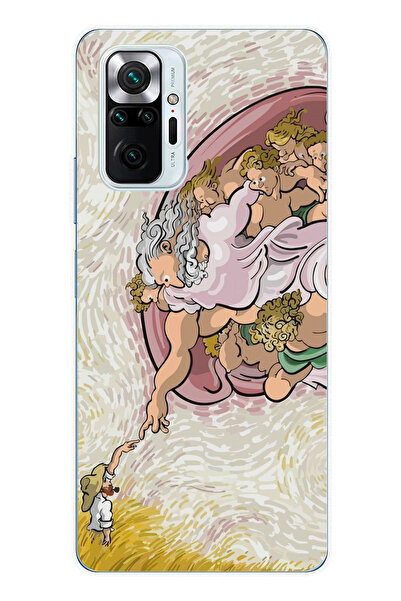 moonset Xiaomi Redmi Note 10 Pro Uyumlu Van Gogh Tasarımlı Baskılı Şeffaf Tel...