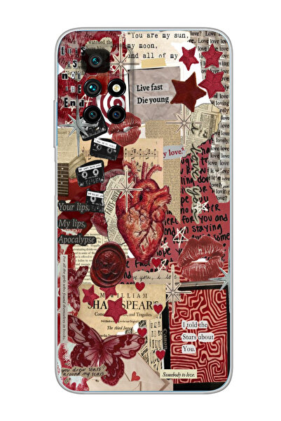 moonset Xiaomi Redmi 10 2022 Uyumlu Kolaj Tasarımlı Baskılı Şeffaf Telefon Kı...