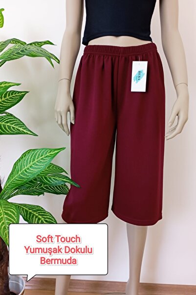 VİP BERA TEKSTİL Kadın-erkek Düz Kesim Yumuşak Dokulu Bol Paça Bermuda Alt