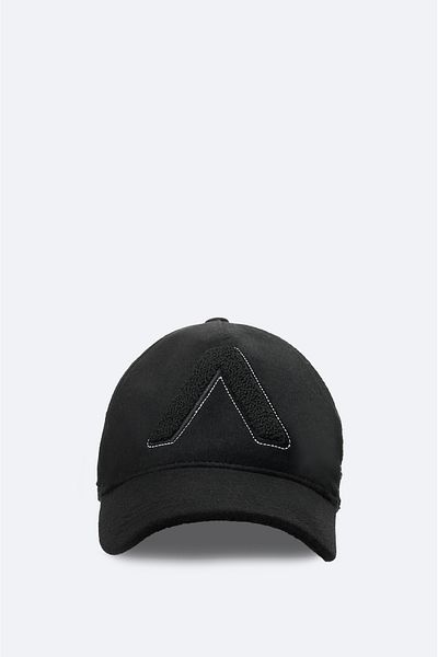 Avva Men's Black Wool Front Embroidery Detailed Stamp Hat A42Y9255