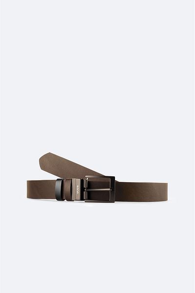 Avva Men's Black-Brown 100% Leather Double-Sided Leather Belt A42Y9307
