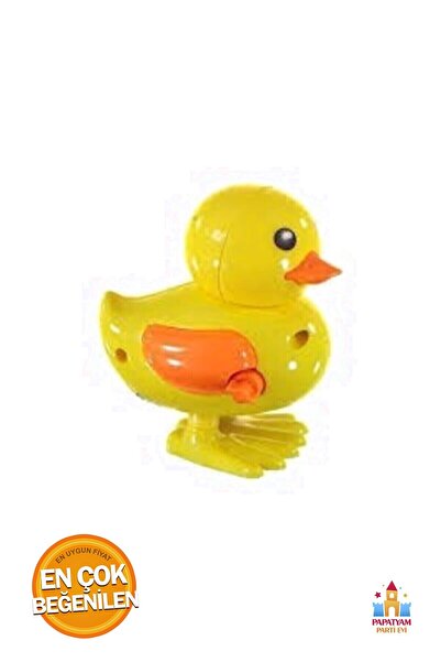 PapatyamPartiEvi Kurmalı Yürüyen Kurmalı Oyuncak Ördek Sarı Renk Sevimli Ördek Oyun Arkadaşı Kur Kendi Hareket Eder