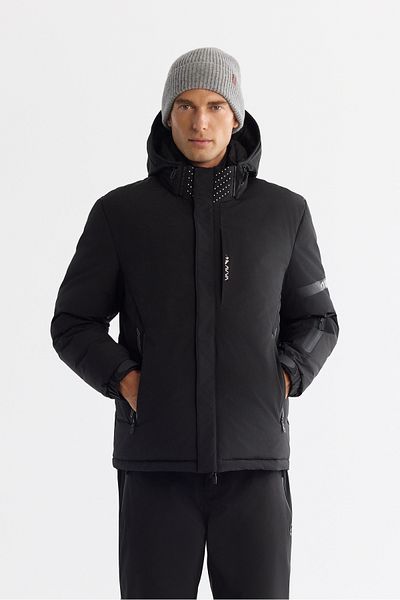 Avva Men's Black Hooded Water Repellent Windproof -20 Degree Resistant Inflatable Ski Coat A42Y6159
