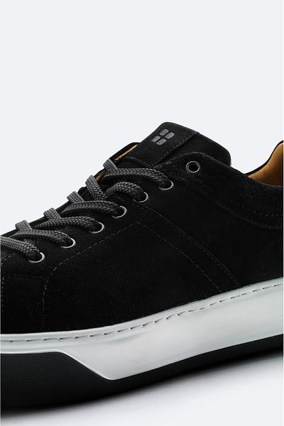 Avva Men's Black 100% Leather Laced Flexible Sole Casual Shoes A42Y8000