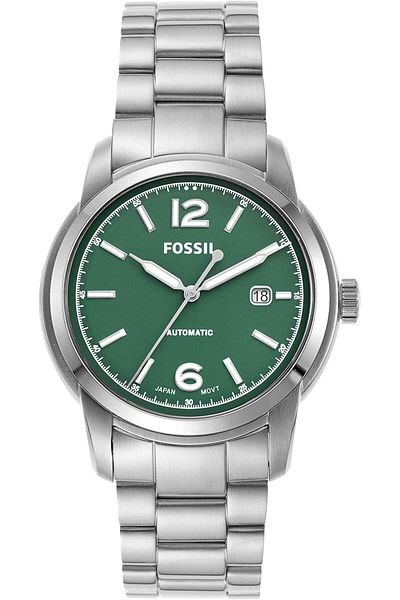 Fossil Men Stainless Steel Heritage Analog Green Dial Watch-Me3224, Band Color-Silver