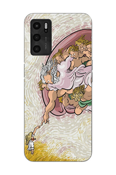 moonset Oppo A16 / A55 Uyumlu Van Gogh Tasarımlı Baskılı Şeffaf Telefon Kılıfı