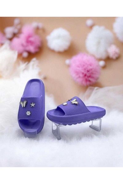 ÇEÇEN HOME Girl's Butterfly Stone Stylish Lightweight Comfortable Beach Sea Pool Slippers