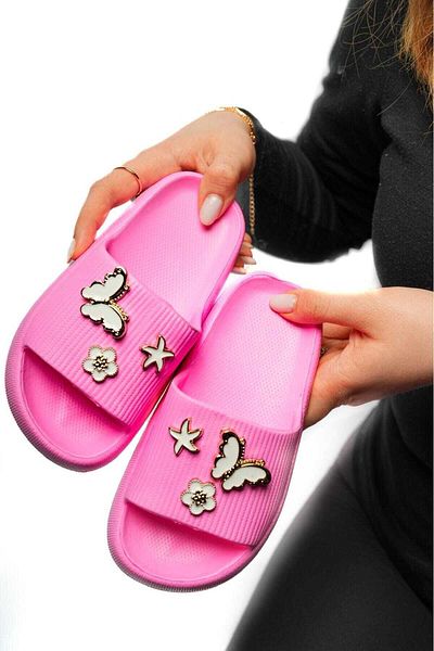 ÇEÇEN HOME Girl's Butterfly Stone Stylish Lightweight Comfortable Beach Sea Pool Slippers