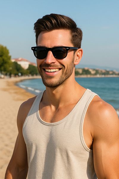 wesscollection Men's Black Retro Style Uv400 Protection Sunglasses