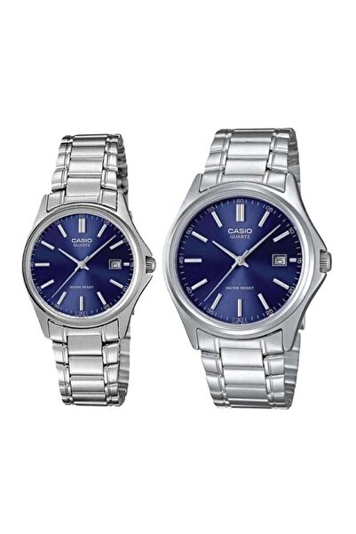 Casio Kadranı Lacivert Kordonu Metalik Renk 2 Yıl Garantili Sevgili Çift Kol Saati