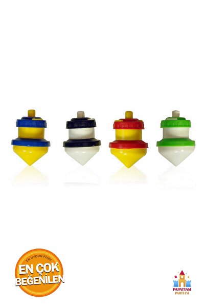 PapatyamPartiEvi Plastik Topaç 4'lü Set - Kendinden Dönen Tasarımıyla Eğlence...