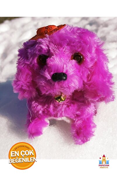 PapatyamPartiEvi Mor Pilli Yürüyen Havlayan Peluş Köpek - Çocuklar için Eğlen...