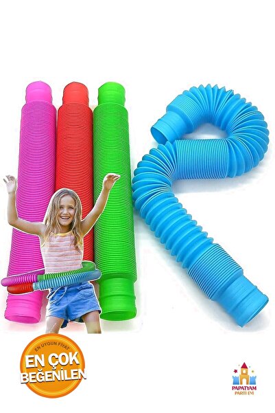 PapatyamPartiEvi Pop Tube Oyun Boruları - 5 Adet Renkli Pop Tubes Seti