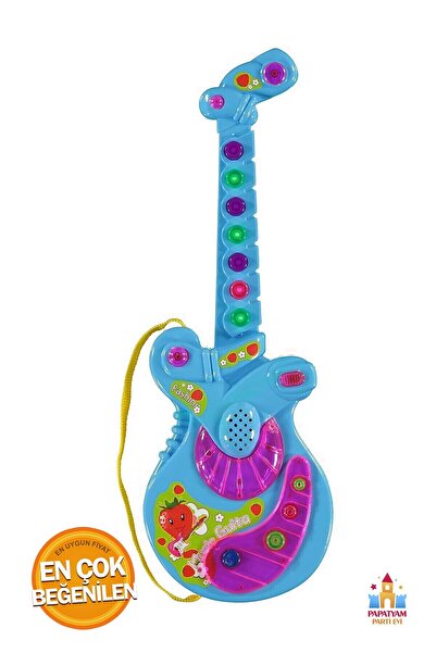 PapatyamPartiEvi Oyuncak Gitar- Müzikli Gitar - Eğitici Oyuncak - Sesli Işıkl...