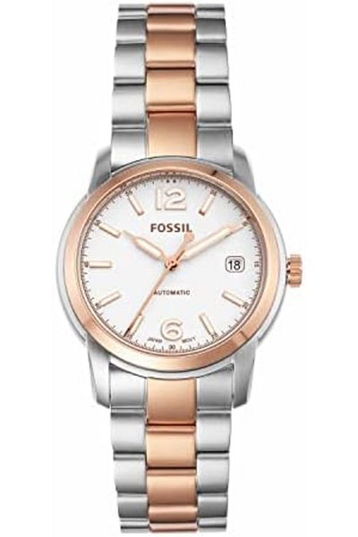 Fossil Heritage Automatic Silver Dial Two-Tone Unisex Watch ME3227