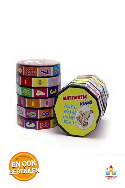 PapatyamPartiEvi Matematik Işlem Küpleri 5 Adet - Eğitici Zeka Oyunu, Karne Hediyesi - Oyuncak Matematik Zeka Küpü