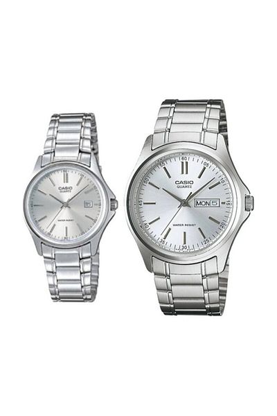 Casio Lover Couple Wristwatch with Metallic Color Day and Calendar Function 2 Years Warranty